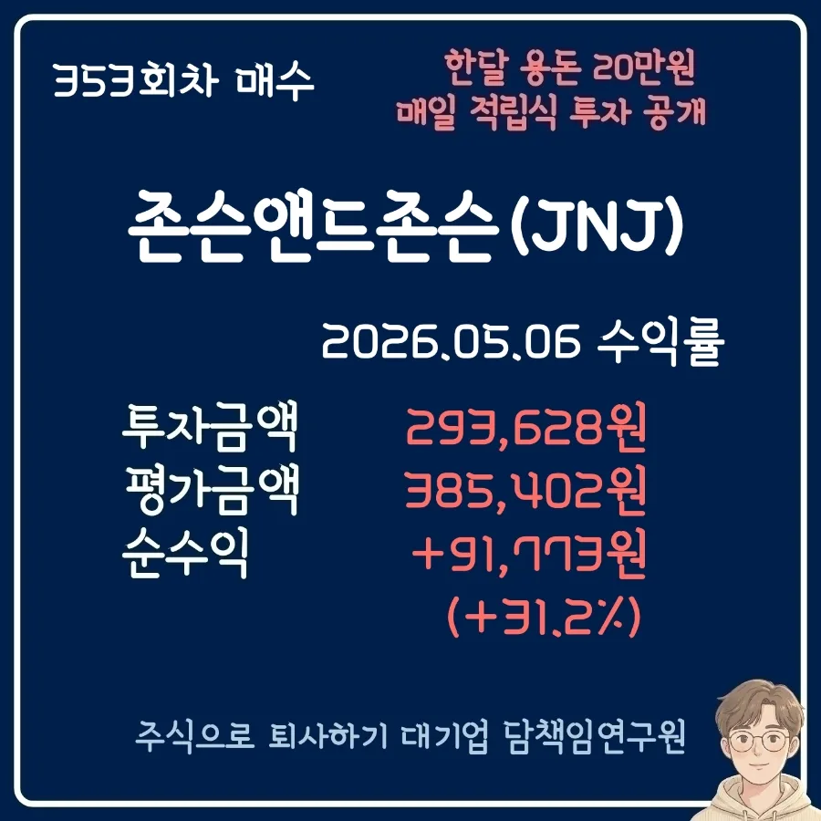 매일 용돈 투자 2026: JNJ 적립식 투자 수익률 31% 달성 비결
