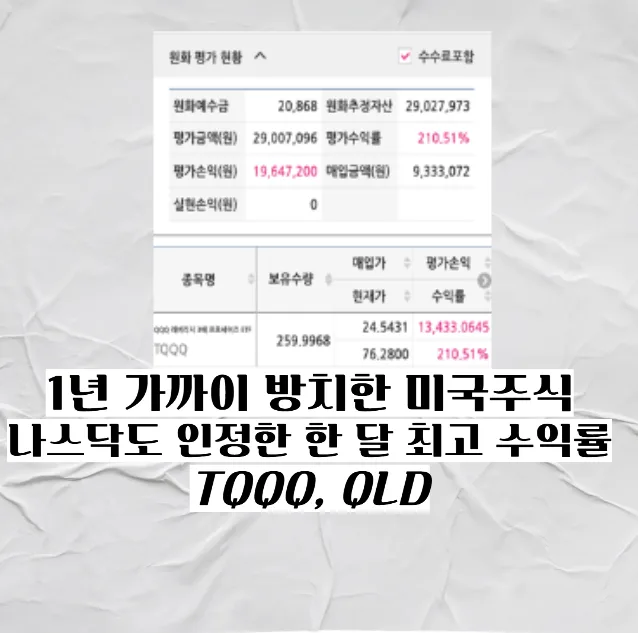 TQQQ QLD 1년 방치 후 수익률 210%? 2026년 변화 점검