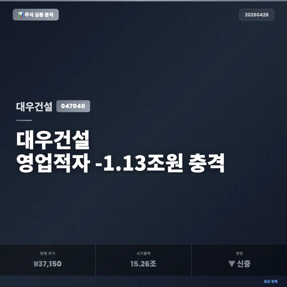 대우건설 2026년 실적 전망: 영업이익 적자, 지금 매수해도 될까?