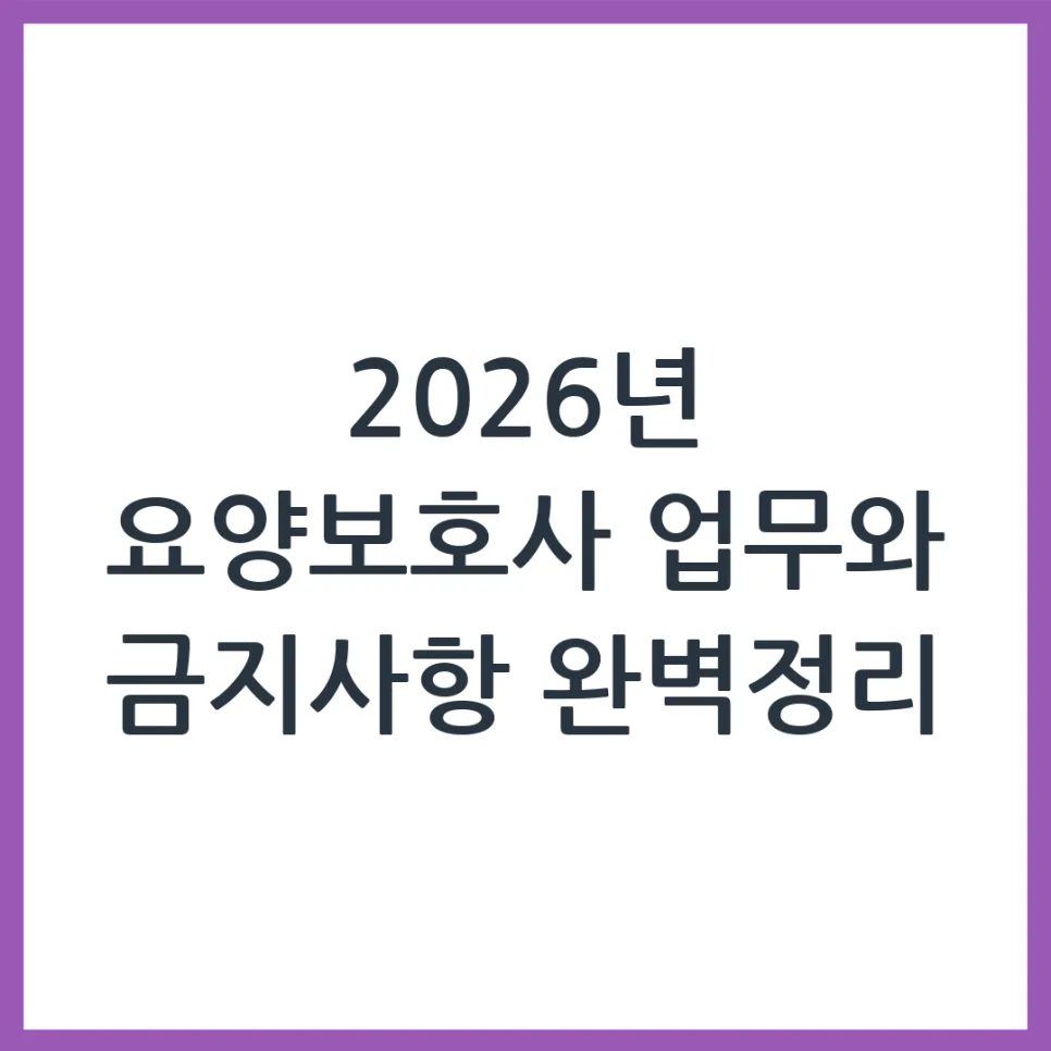 2026년 요양보호사, 어디까지 가능할까? 업무 범위 총정리