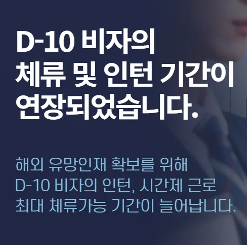 D-10 구직 비자 2026년 변경점: 총 체류 기간 3년 연장 및 인턴 조건 완화