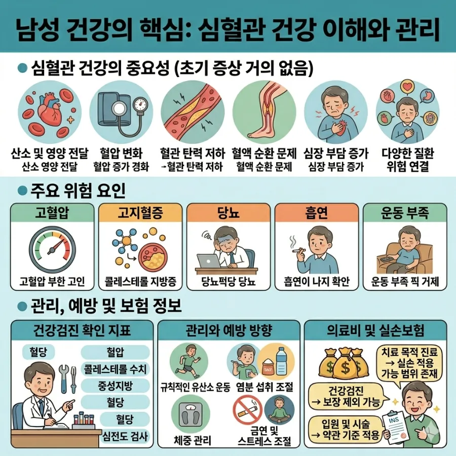 심혈관 건강 지키는 법: 위험 요인, 검진 지표, 실손보험 2026년 총정리