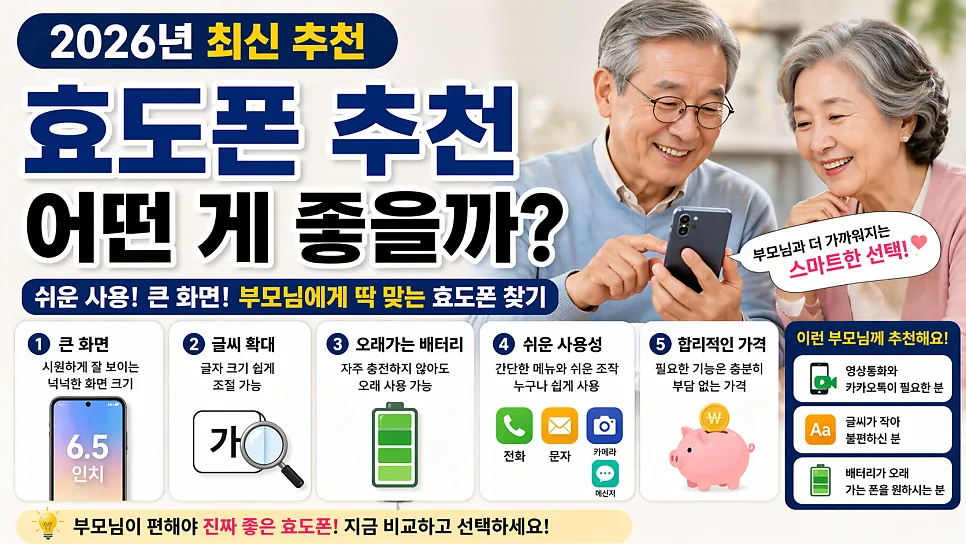 부모님 스마트폰 2026년 최신 효도폰 비교: 쉬운 사용법 총정리
