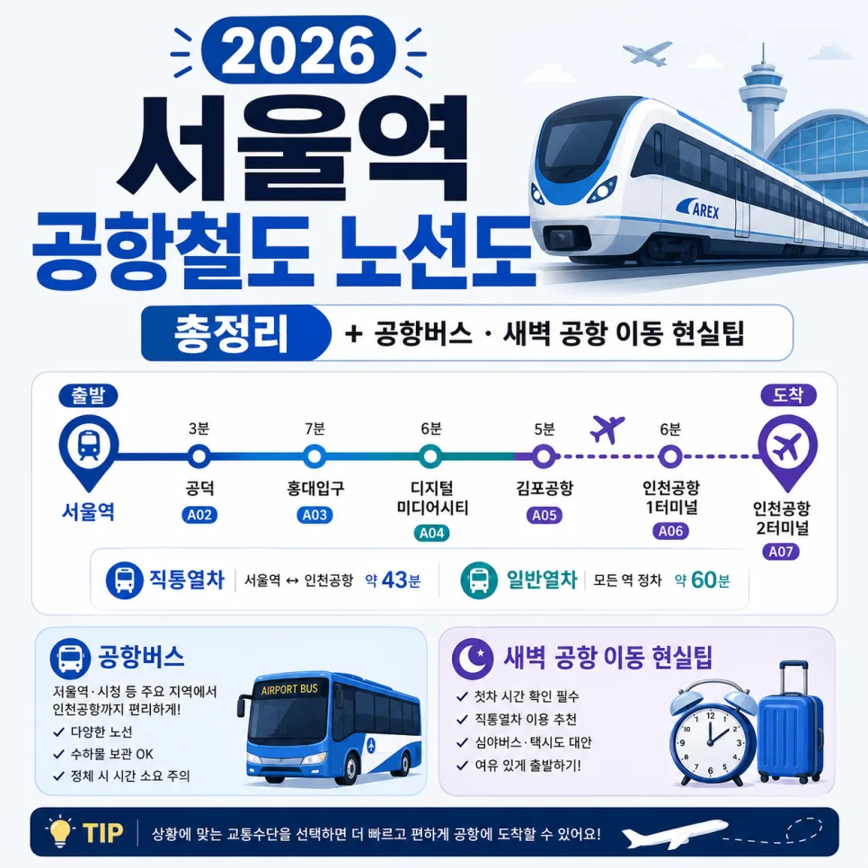 2026 서울역 공항철도 완벽 가이드: 버스·택시 비교 및 새벽 이동 팁