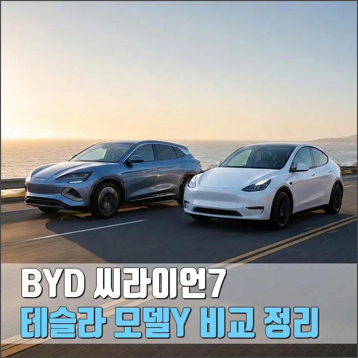 BYD 씨라이언7 vs 테슬라 모델Y, 2026년 실구매가·주행거리 비교