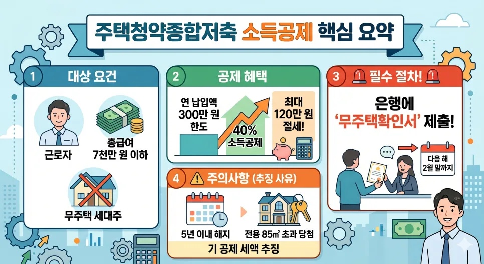 주택청약종합저축 소득공제 2026: 무주택 세대주라면 꼭 챙기세요